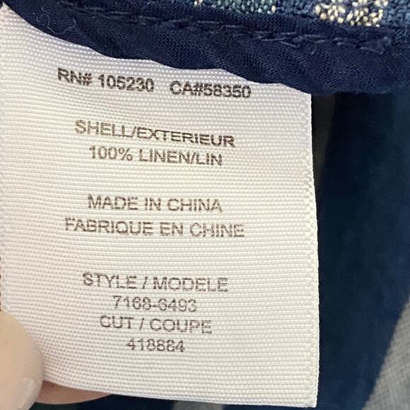 Joie Merci Linen Size 2 Sailor Shorts Dark Navy Blue Gray Striped Low Rise - Picture 6 of 8